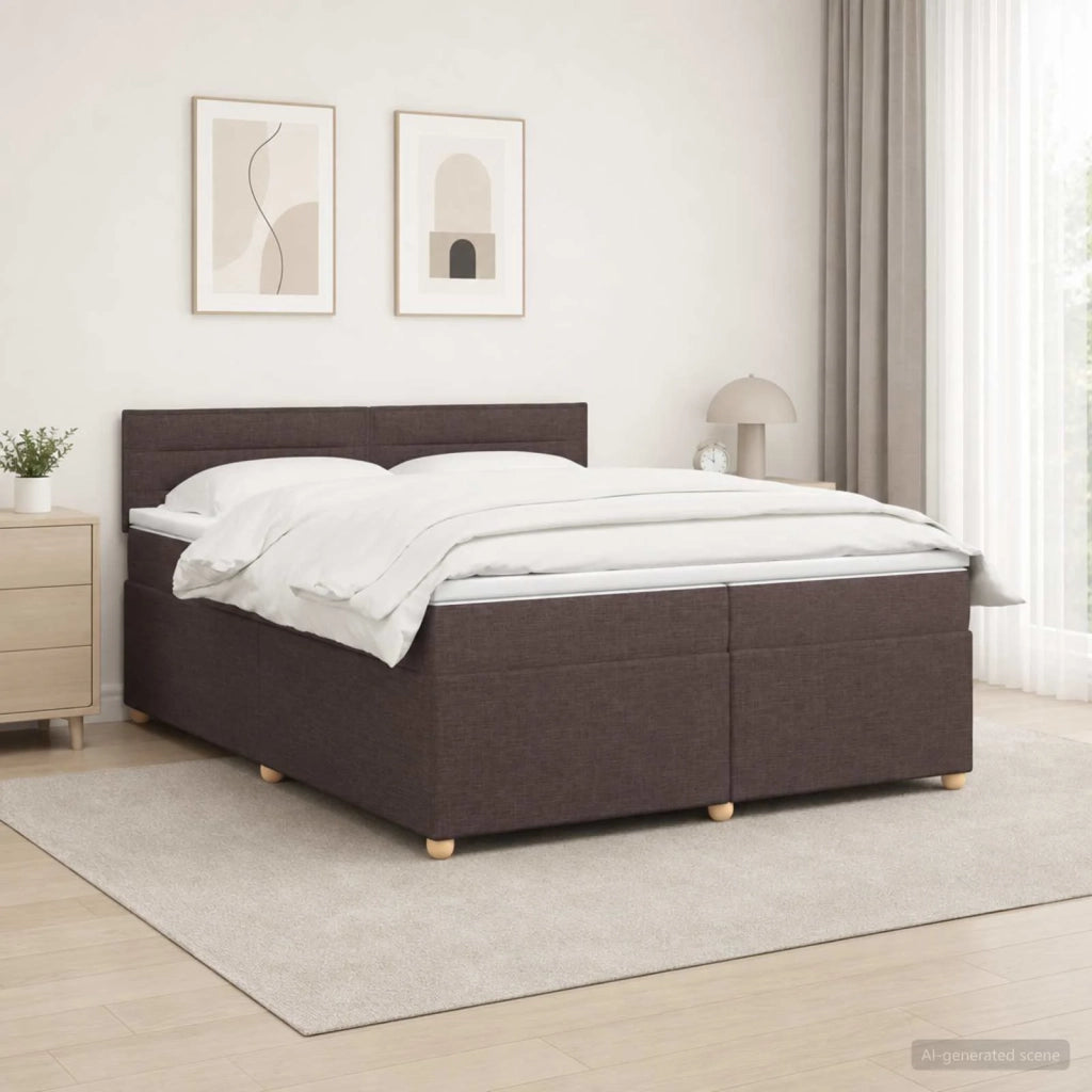 Letto box spring con materasso Marrone Scuro 200 x 200 cm 3452495