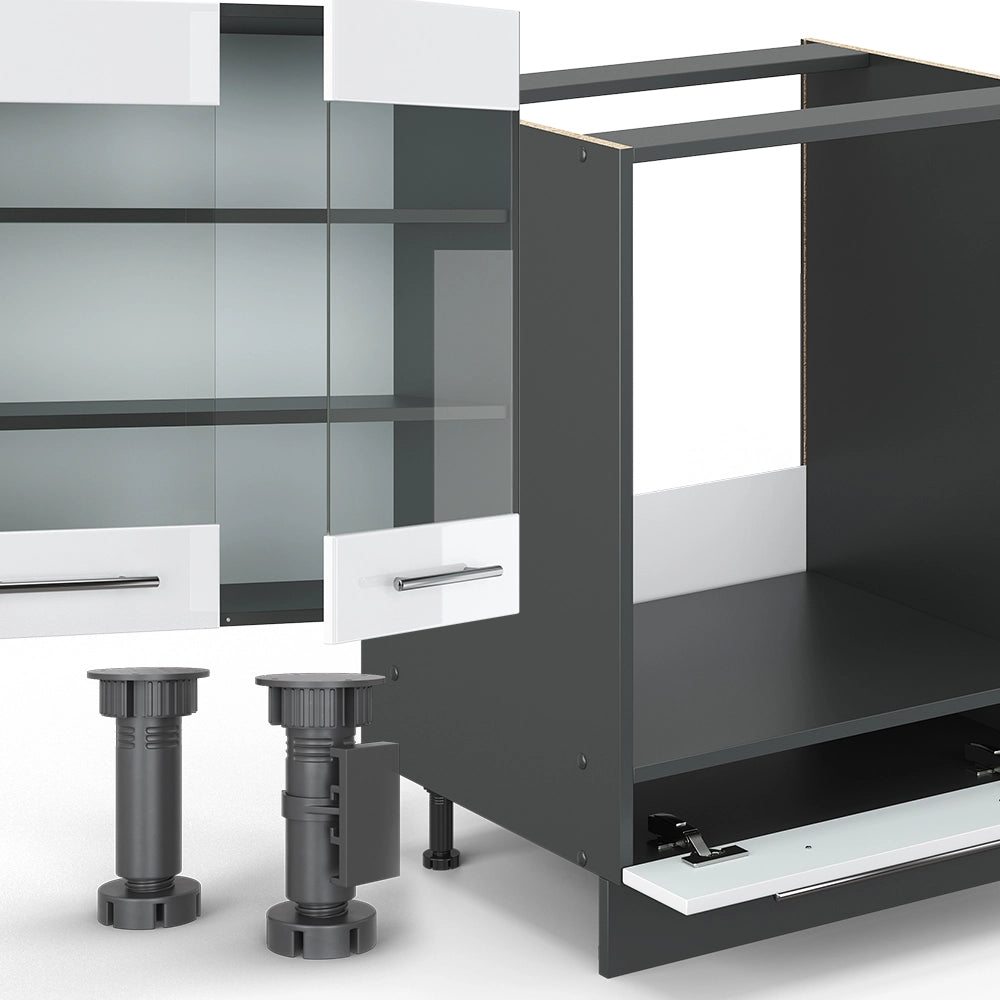 Cucina componibile Fame-Line Bianco lucido/Antracite 355 cm, PL Antracite Vicco