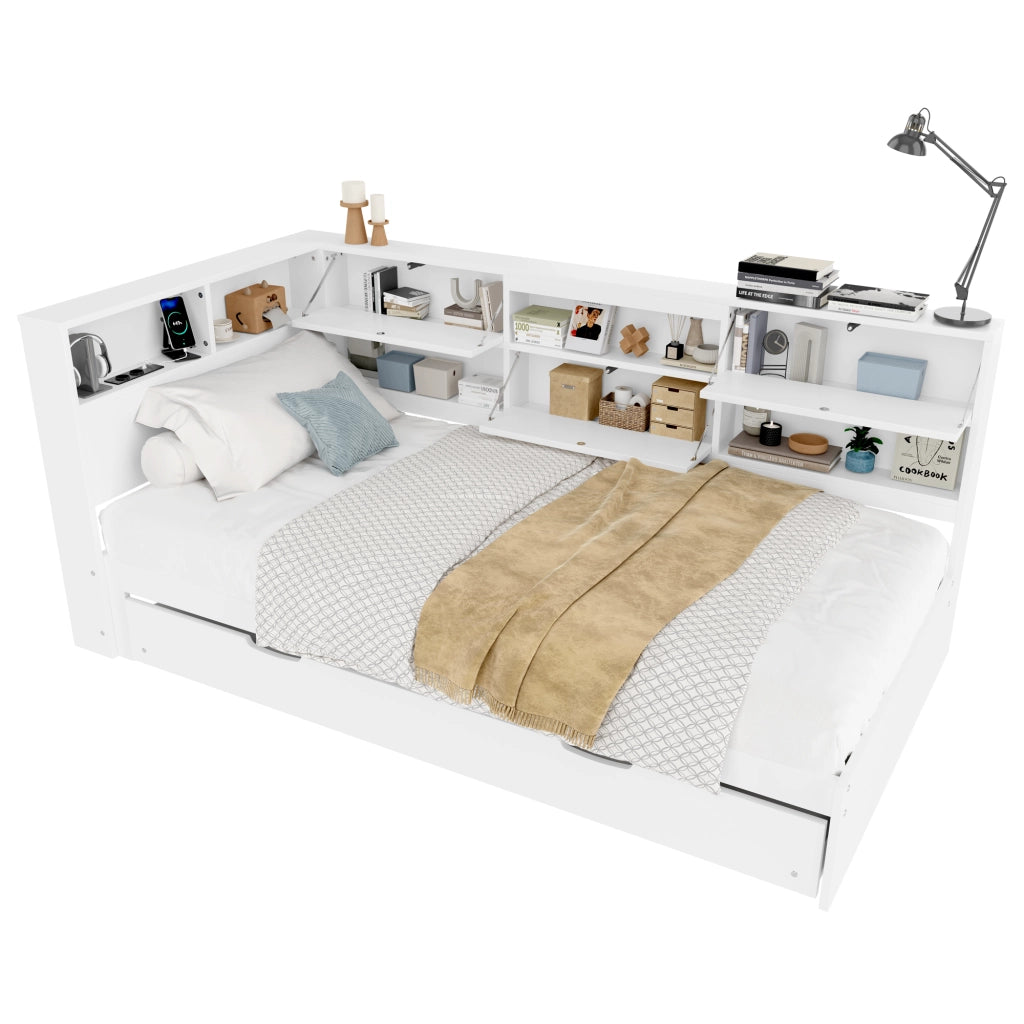 Divano Letto Estraibile con Contenitore ¨C MINIMAL ¨C Bianco 90x200