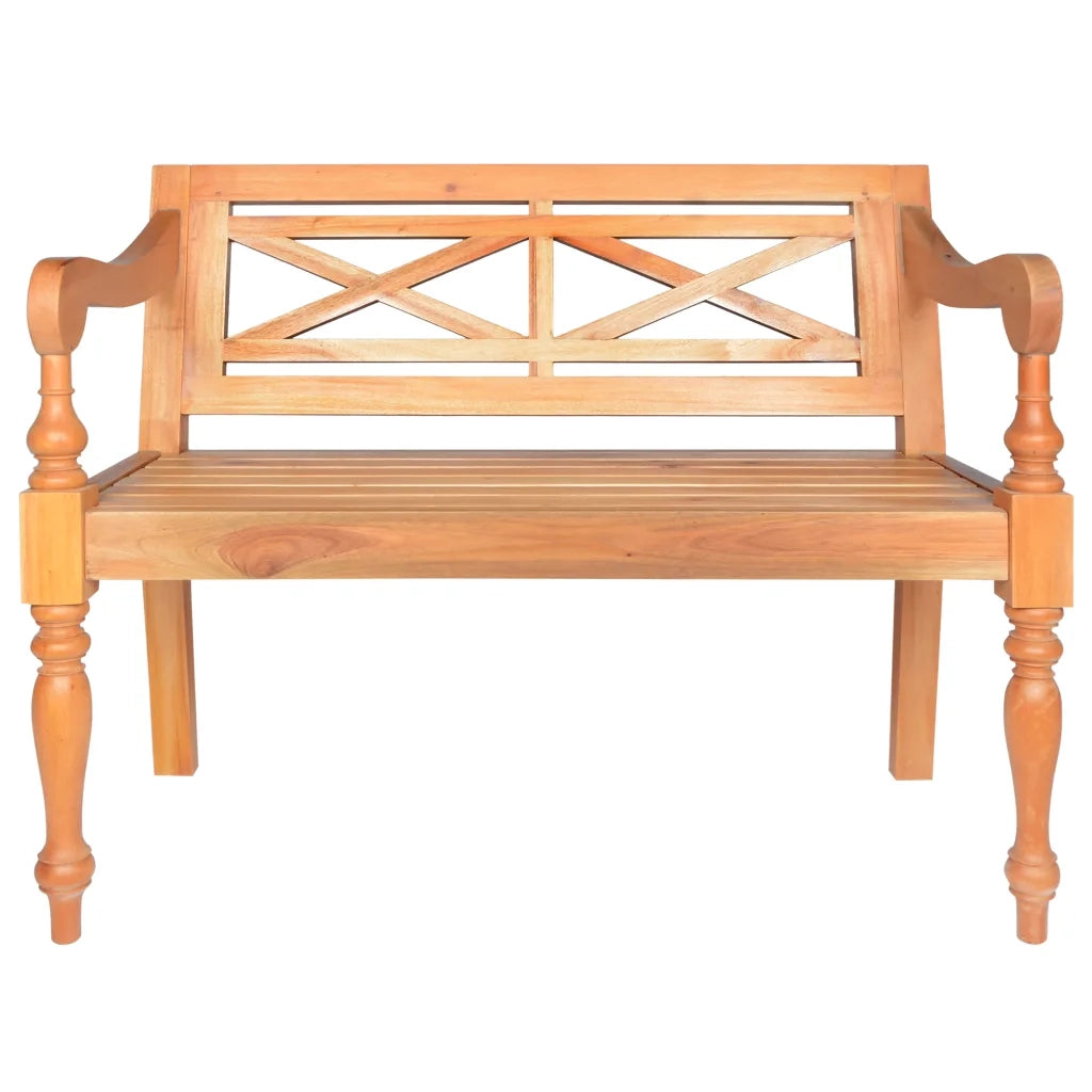 Panchina Batavia 98 cm Legno Massello di Mogano Marrone Chiaro