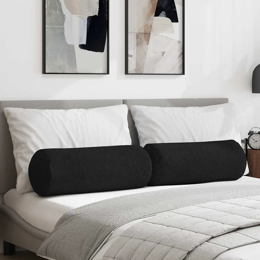 Cuscini a rullo 2 pcs Nero Ø 25 x 70 cm Tessuto 42014313