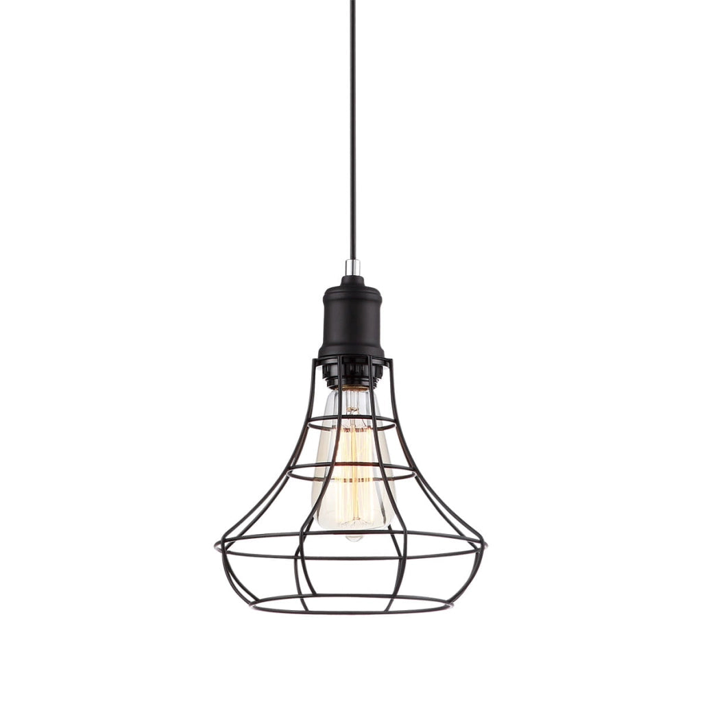 Lampada a sospensione Italux Synthia nera industriale Ø21 E27