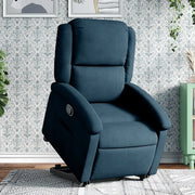 Poltrona Alzapersona Reclinabile Blu in Velluto 3204310