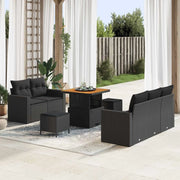 Set Divano da Giardino con cuscino 8 pcs Nero polyrattan 3361554