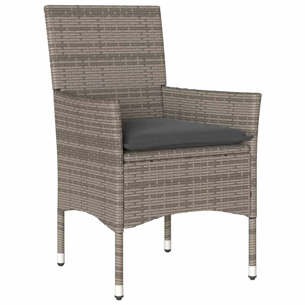 Set Pranzo da Giardino 3pz | Set Salotto da Giardino con Cuscini Polyrattan Acacia Grigio