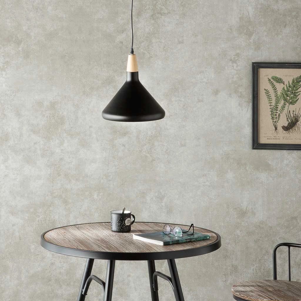 Plafoniera in legno nero e metallo 27x27x30