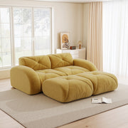 Divano modulare 2 posti con pouf - Zephmum - Senza telaio, antiscivolo, facile montaggio, giallo