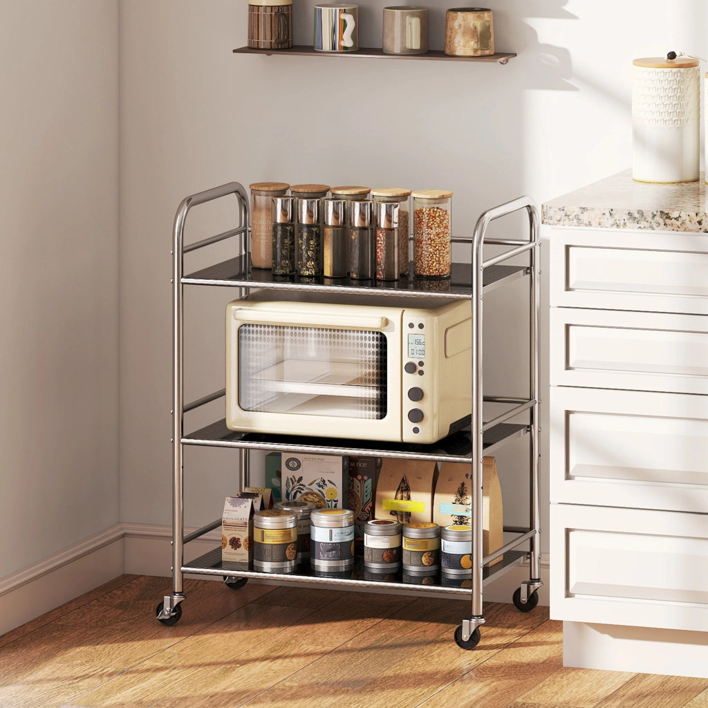 Carrello Multiuso a 4 Livelli ¨C zephmum ¨C Acciaio Inox, 60x35x77 cm