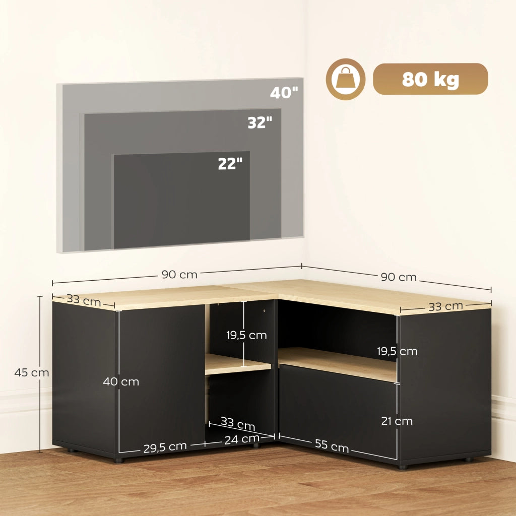 Mobile TV Angolare ¨C Minimal ¨C Quercia e Nero 90x90x45 cm