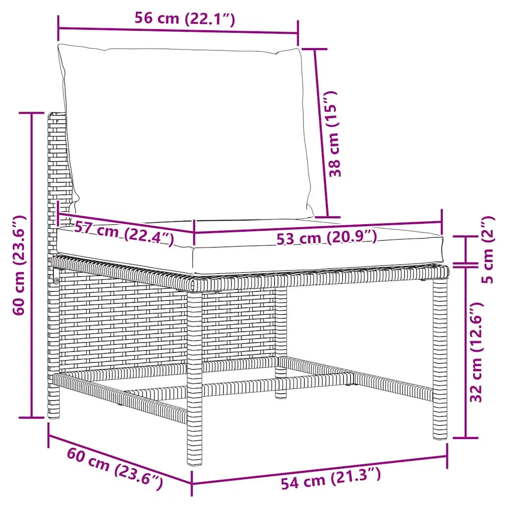 Set Divani da Giardino 3 pz con Cuscini in Polyrattan Nero 313514