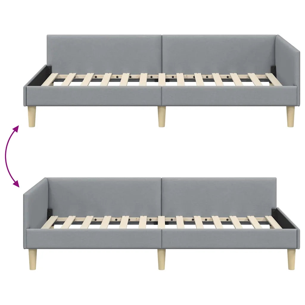 Cornice del letto ad angolo Grigio chiaro 80 x 200 cm Tessuto 42016101
