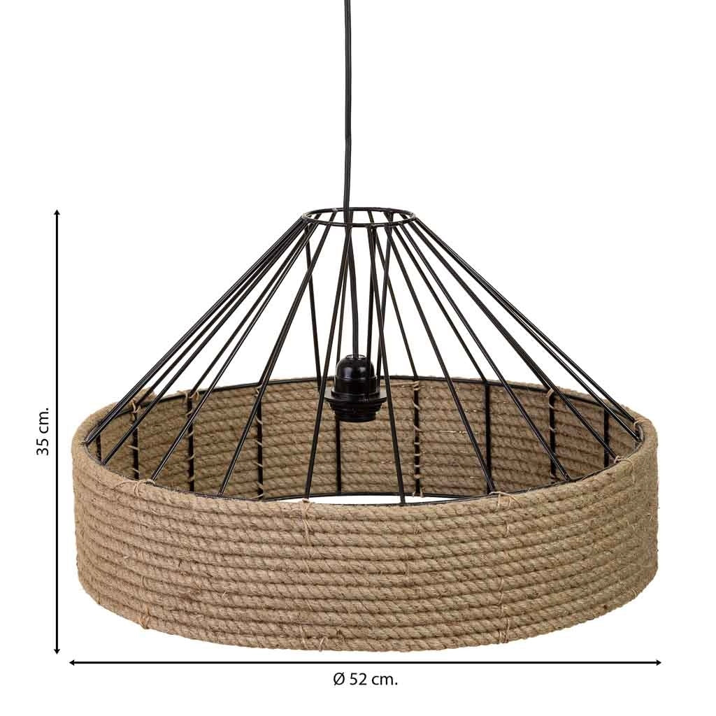 Lampada soffitto corda e metallo marrone 52x52x35h cm