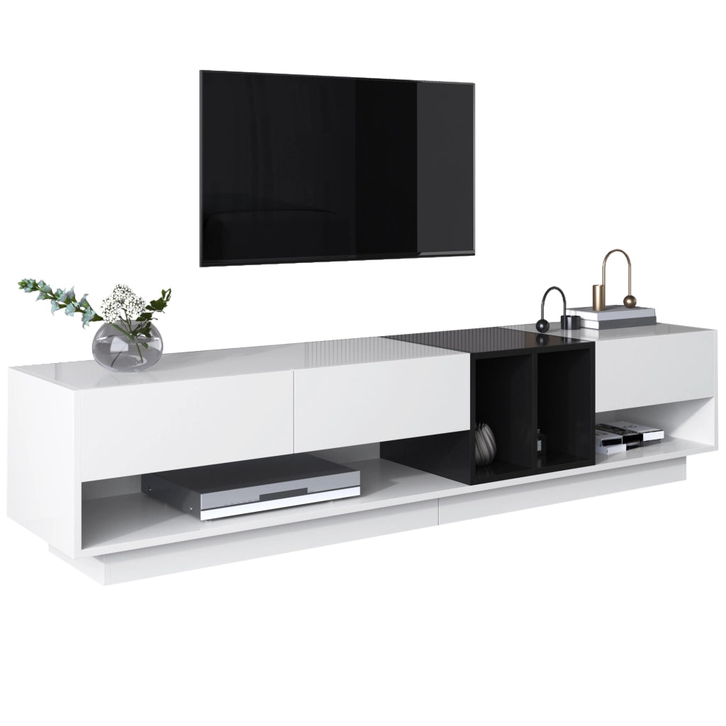 TV-Schrank bianco lucido e nero; truciolato; lunghezza 190 cm