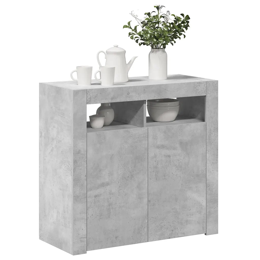 Credenza con Luci LED Grigio Cemento 80x35x75 cm 804332