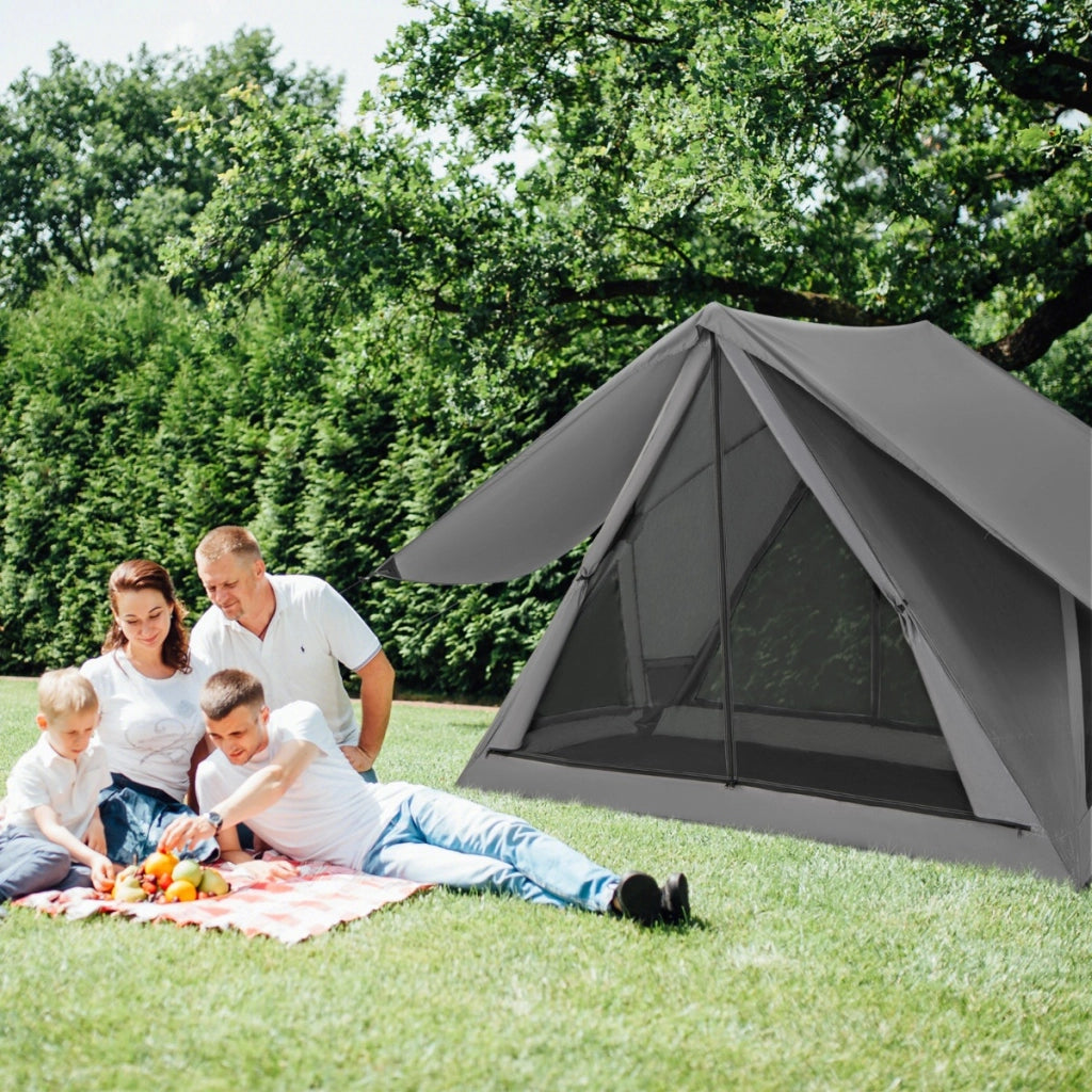 Tenda campeggio pieghevole per 2-3 persone, Tenda familiare visibile solo da un lato resistente a vento e acqua Grigio-Tende