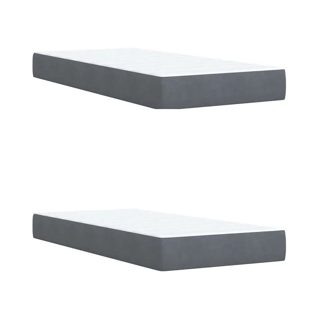 Giroletto a Molle con Materasso Grigio Scuro 200x200 cm Velluto