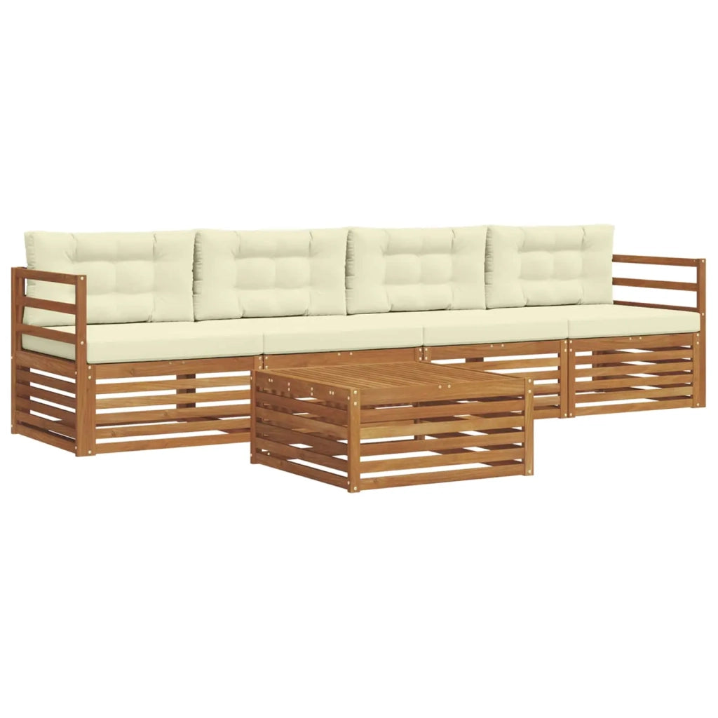 Set di divani da esterno con cuscino 5 pcs Naturale e Crema 3372960