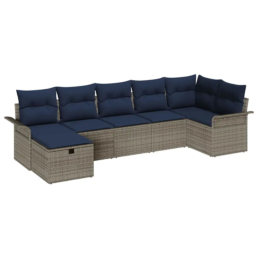 Set Divano da Giardino con cuscino 7 pcs Grigio Poly Rattan 3360236