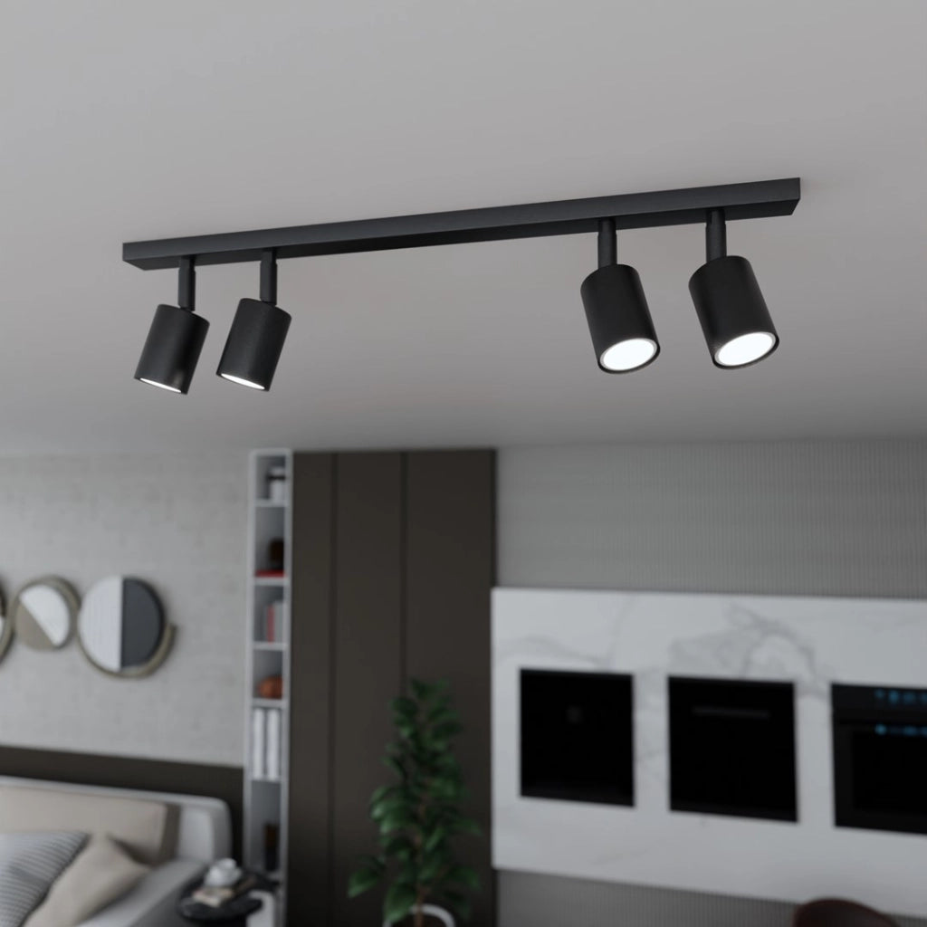 Plafoniera Flash nera 4 faretti 70 cm GU10 8W Emibig