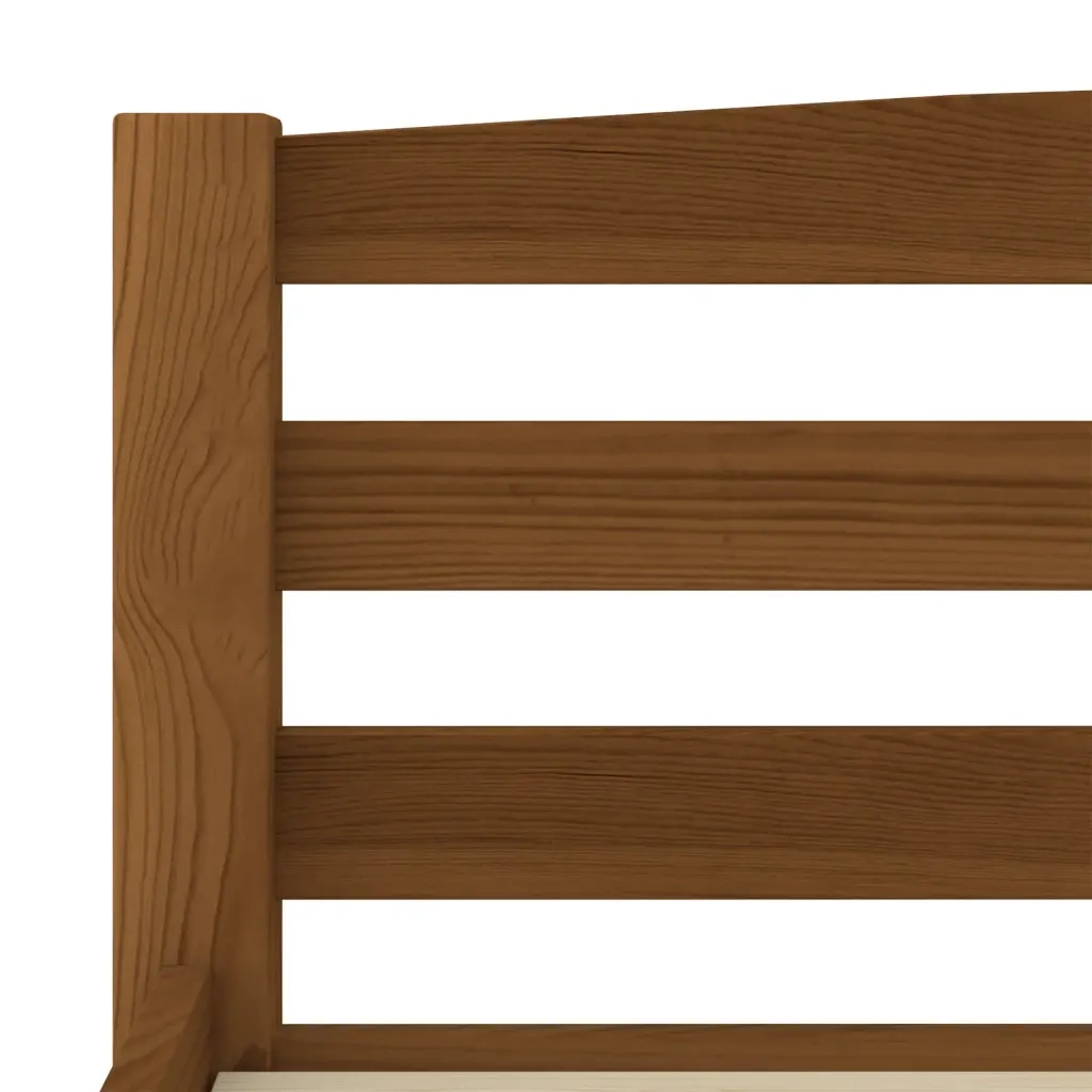 Letto matrimoniale | Letto per adulti | Giroletto senza Materaso Ambrato in Legno di Pino 160x200 cm