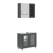 Set di mobili da bagno Vicco grigio, con specchio, 2 pezzi