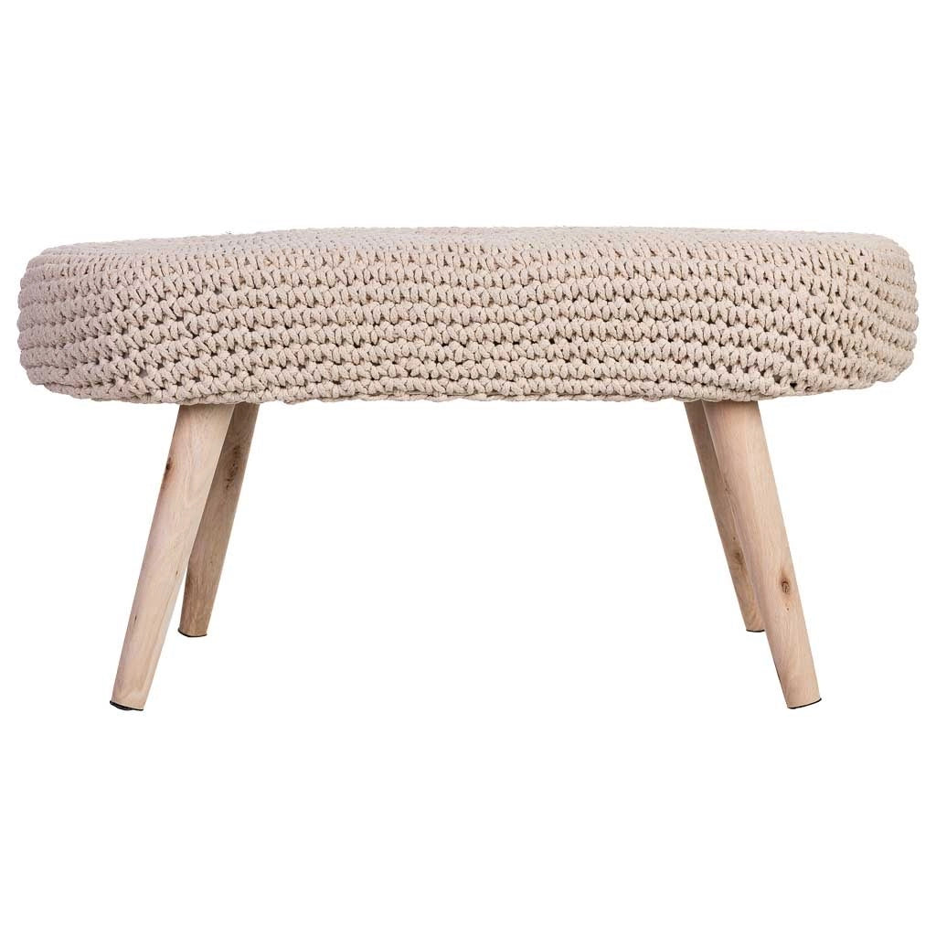 Panca in legno e cotone 82x43x43h cm beige