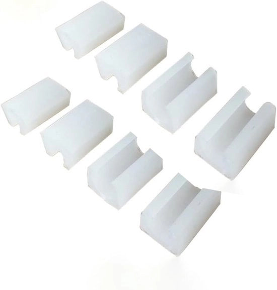 Filiere a forma di U per protezione gambe sedie - Coperture gambe sedie - Protezione pavimento - Forma a buco rotondo - Fermi slittamento in plastica - Gambe sedie rotonde - Sedie curvate - Bianco - 8 mm