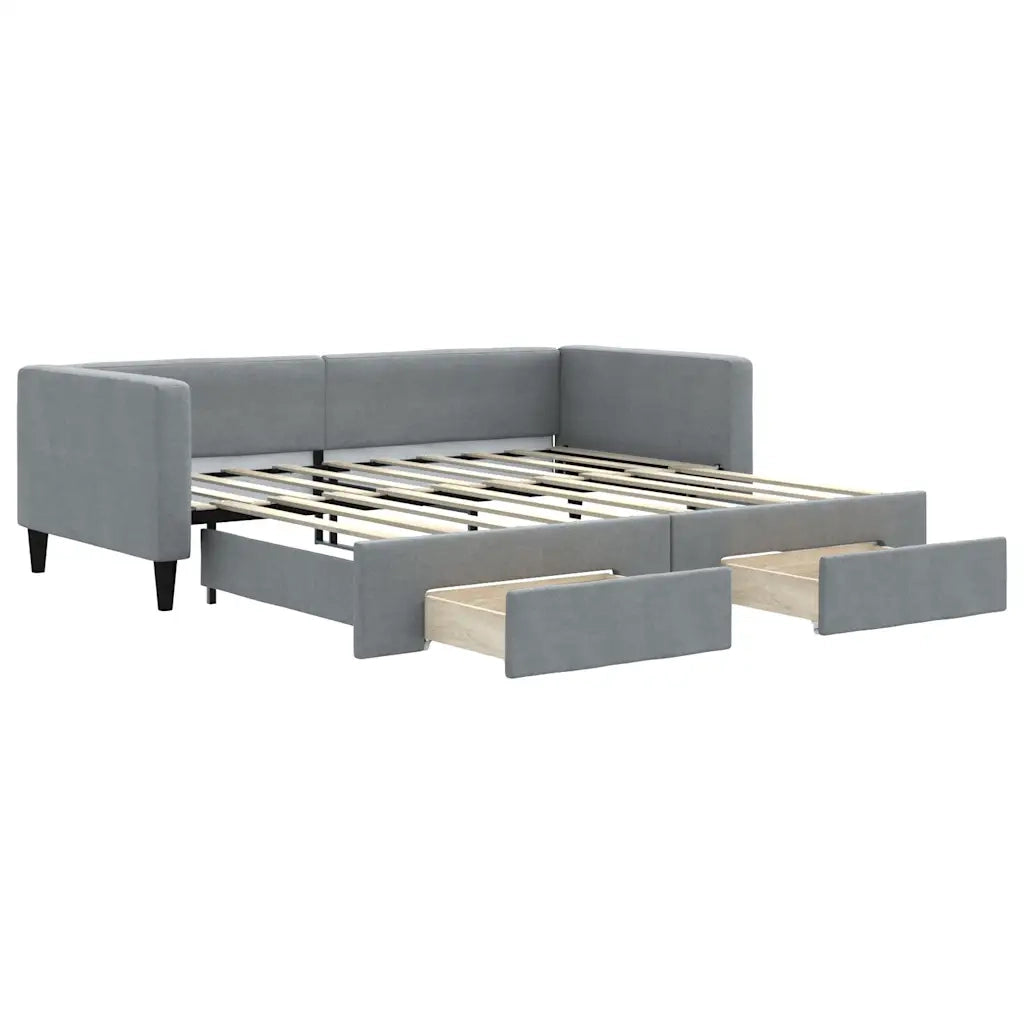 Divano Letto Estraibile Cassetti Grigio Chiaro 100x190 Tessuto 3196657