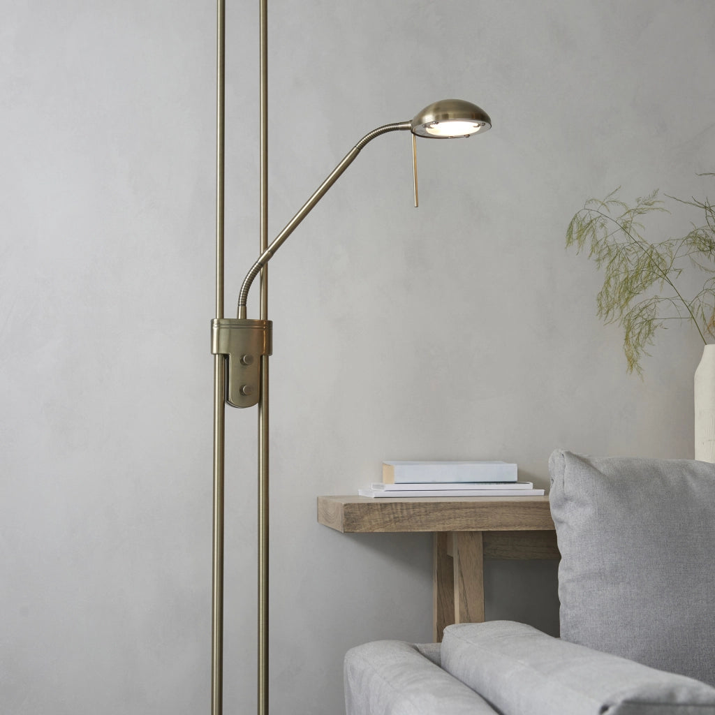 Lampada terra Rome ottone antico con lettura Endon
