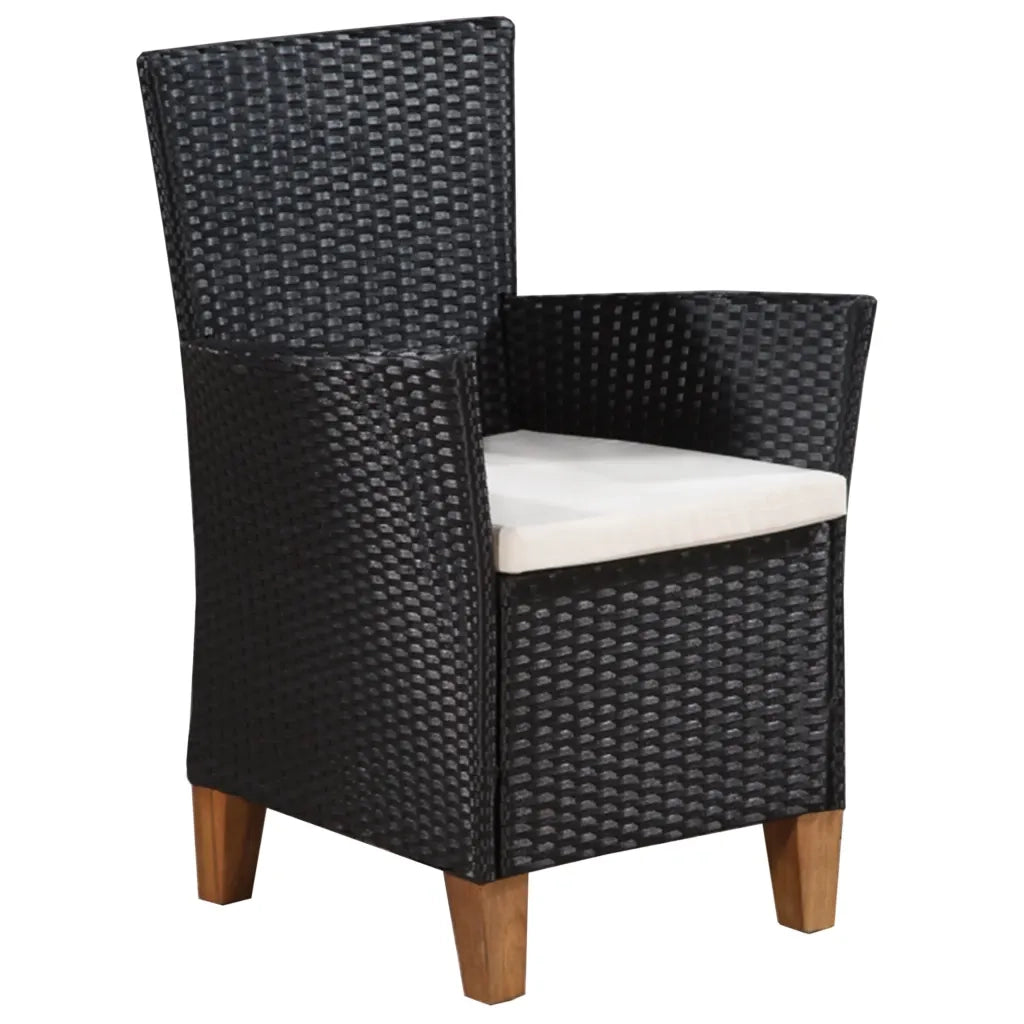 Set da Pranzo da Giardino 7 pz in Polyrattan Nero e Marrone 44101