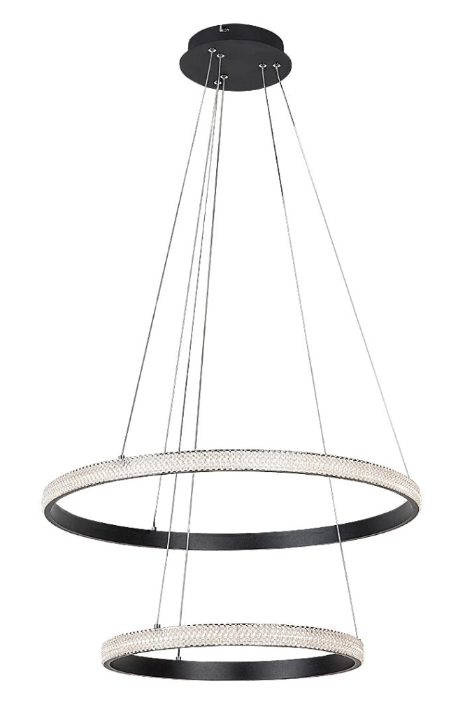 Lampadario Rabalux Grete LED 60W doppio anello Ø60 nero