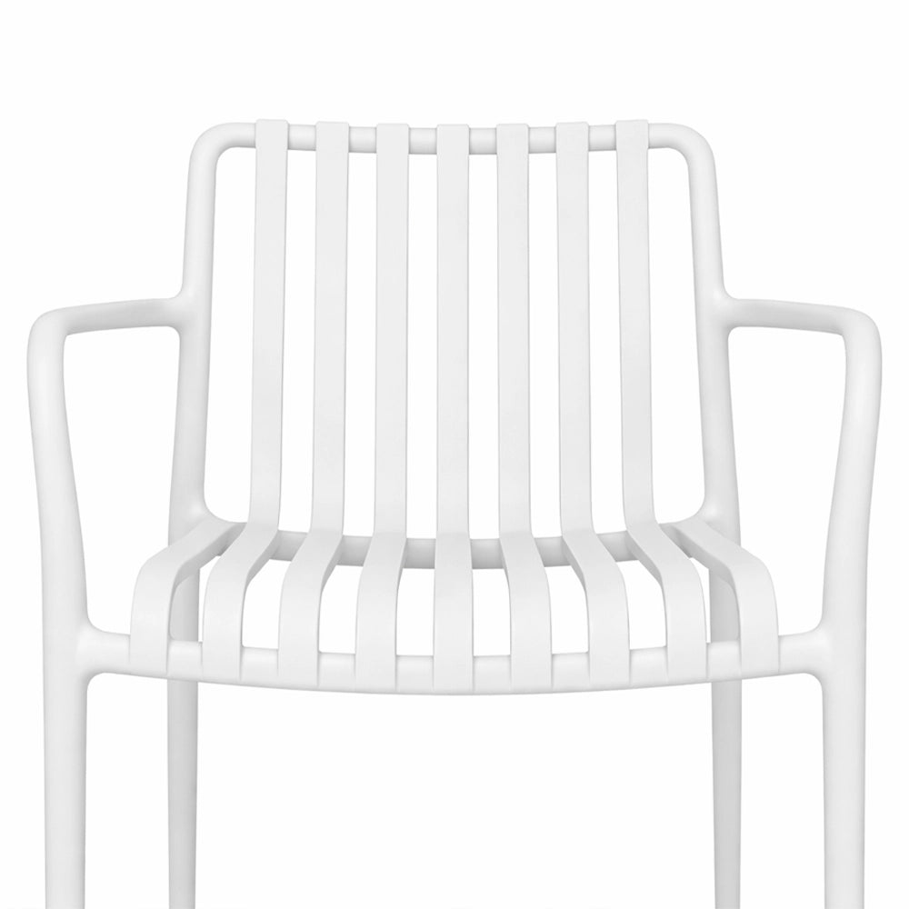 Sedia Iside da esterno in plastica bianca comfort premium con braccioli