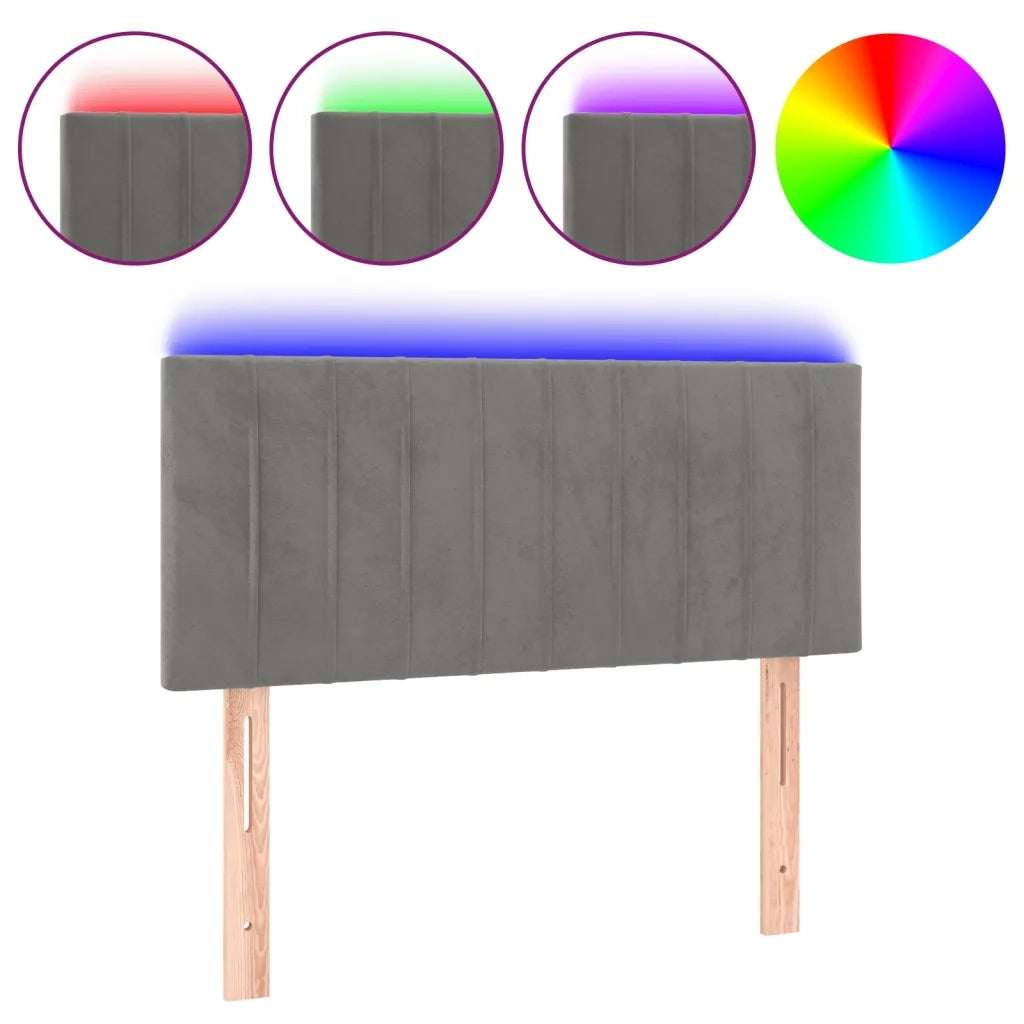 Testiera a LED-Testata con LED Grigio Chiaro 100x5x78/88 cm in Velluto 677784