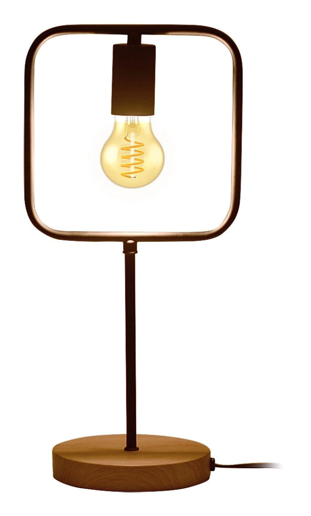 Lampada da tavolo industriale nero/faggio E27 Rabalux Rufin 3219