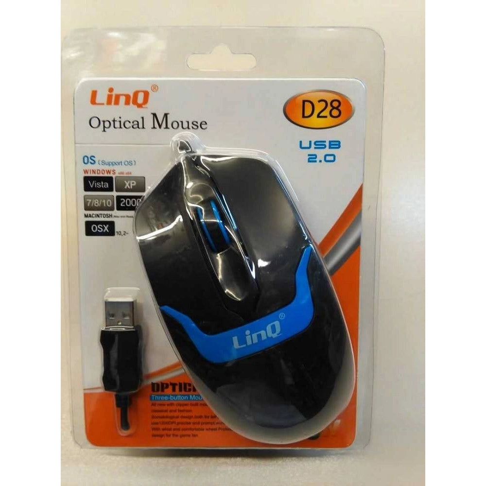 Trade Shop - Mouse Ottico Con Cavo Usb 1200dpi Plug And Play Per Pc Notebook Vari Colori D28 -