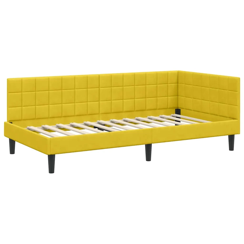 Cornice del letto ad angolo Giallo 90 cm x 190 cm Velluto 42016424