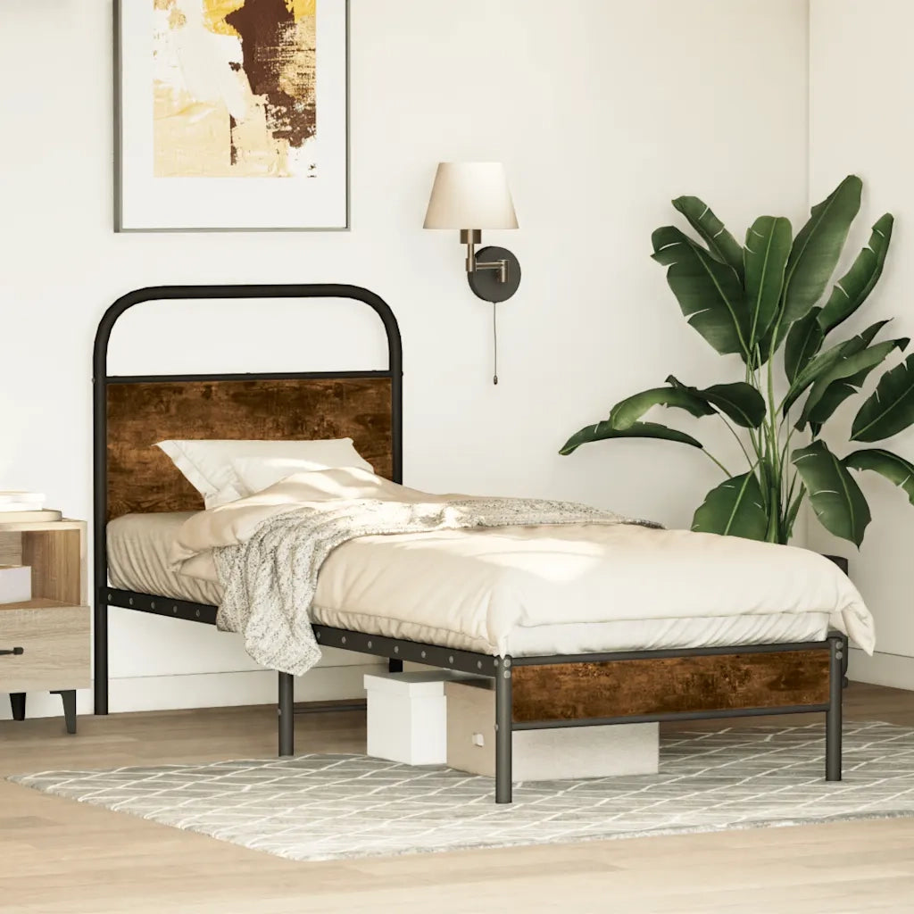 Giroletto senza Materasso-Struttura Letto Rovere Fumo 75x190 cm in Truciolato 393763