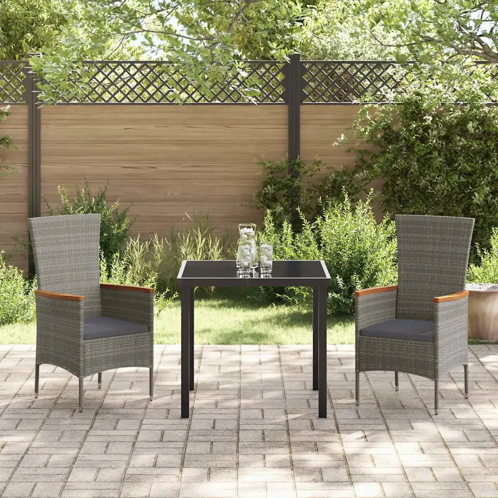 Set da Pranzo per Giardino con cuscino 3 pcs Grigio