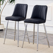 Set 2 Sgabelli da Bar ¨C MINIMAL ¨C Similpelle Nera, Struttura Metallo, 100 cm