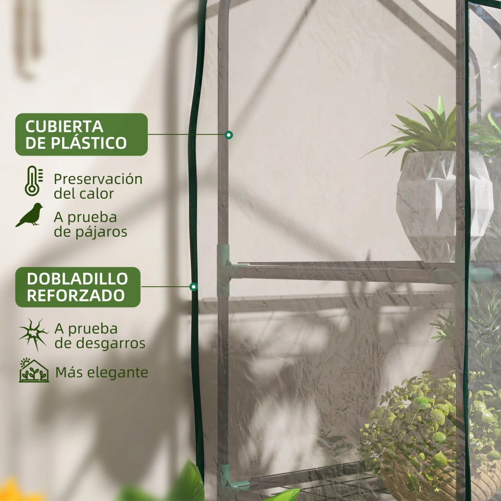 Serra da Giardino con 3 Ripiani e Porta a Cerniera ¨C zephmum ¨C Trasparente 59x39x127 cm
