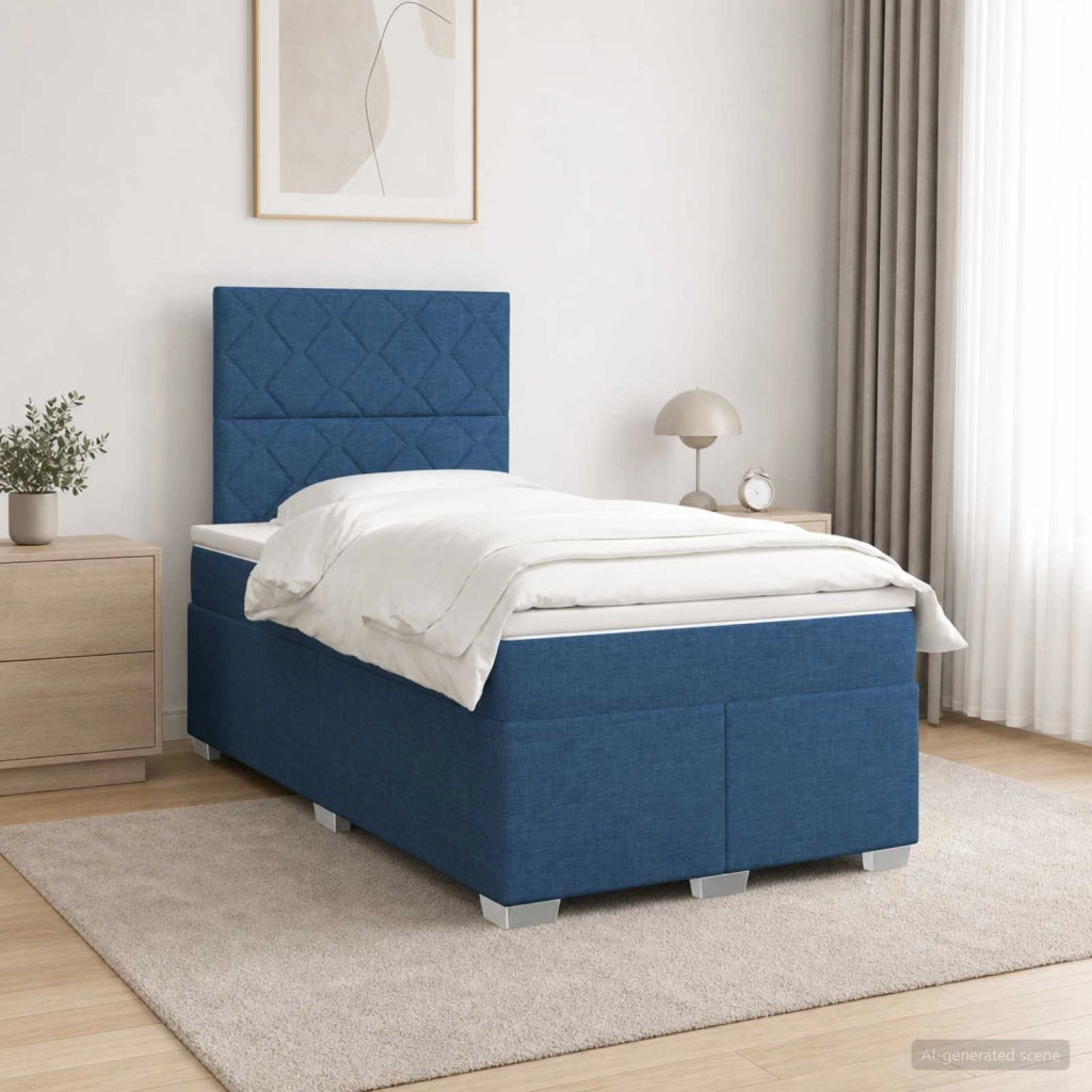 Letto box spring con materasso Blu 120 x 190 cm Tessuto 3454837