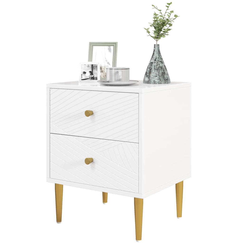 Comodino con 2 cassetti ¨C Minimal ¨C bianco 40x35x50 cm