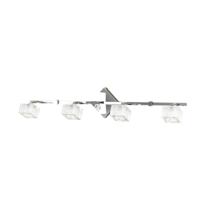 Toplight Applique da parete 4 luci Metropolitan con attacco G9, struttura cromo e vetro lavorato, design moderno 80x10x18cm