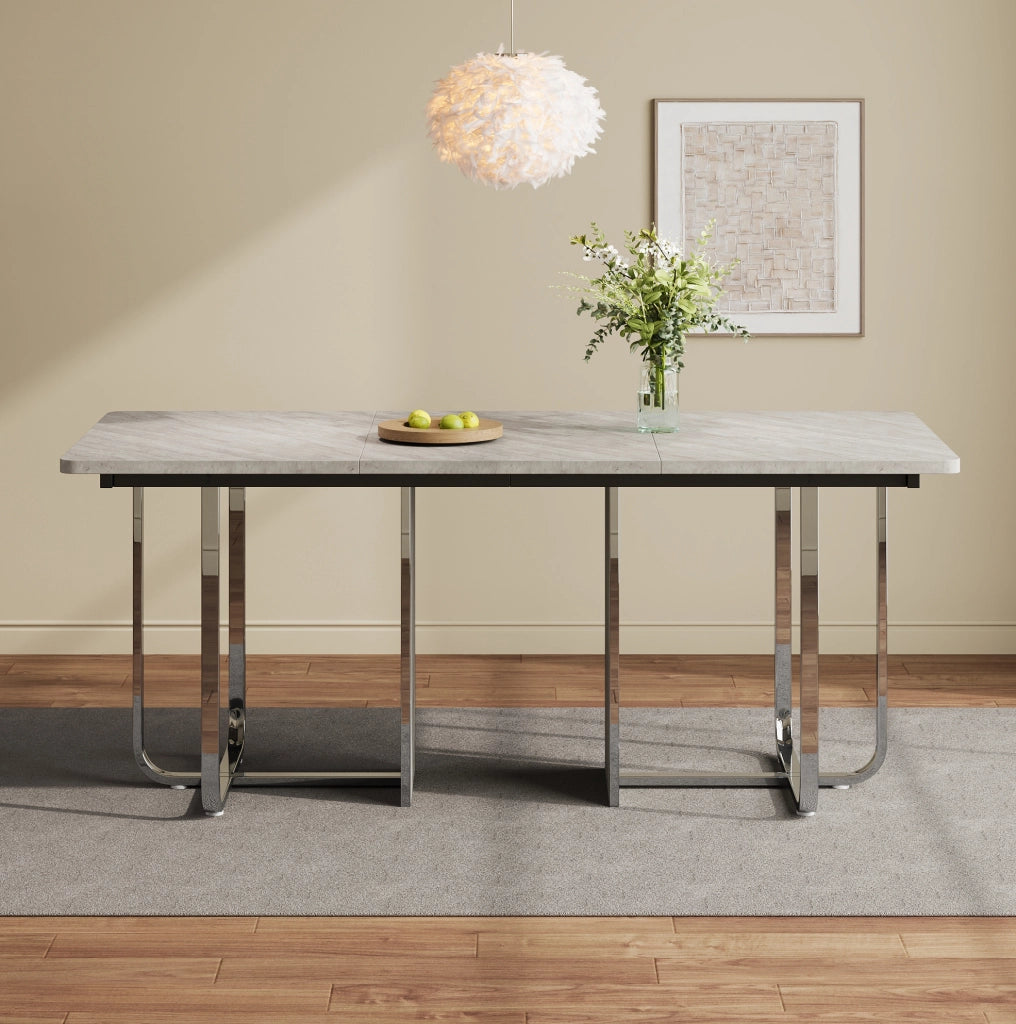 Tavolo da pranzo moderno 180 x 80 cm in MDF e metallo; grigio
