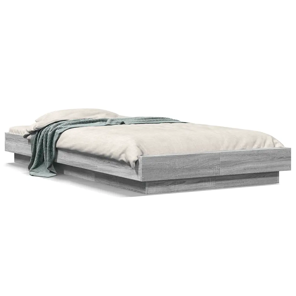 Letto singolo | Letto per adulti | Giroletto Grigio Sonoma 100x200 cm in Legno Multistrato