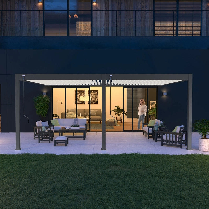 Pergola bioclimatica Ombréa VS 4x6M adossata - V2 - Antracite/bianco