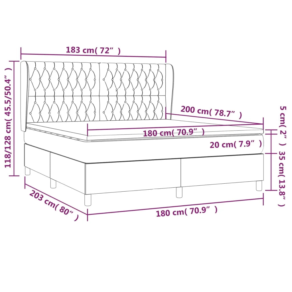 Giroletto a Molle con Materasso Grigio Scuro 180x200 cm Tessuto