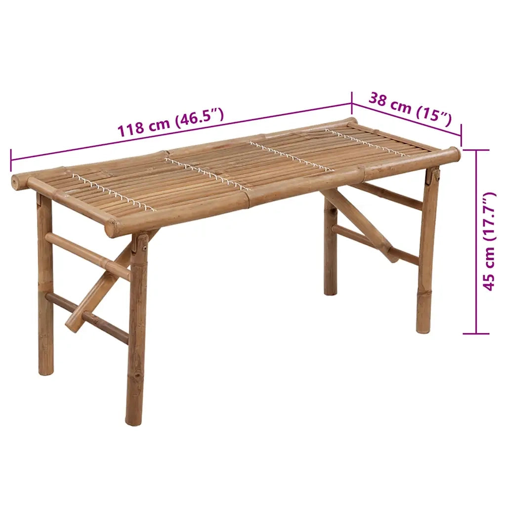 Panca da Giardino Pieghevole con Cuscino 118 cm in Bambù 3063856