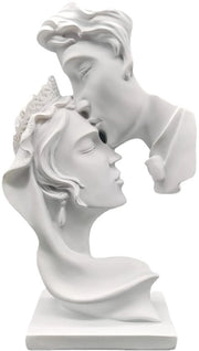 Amore Kiss-Scultura, scultura astratta, figure decorative, arredamento moderno per soggiorno, scultura astratta di poliuretano, idea regalo (bianco)