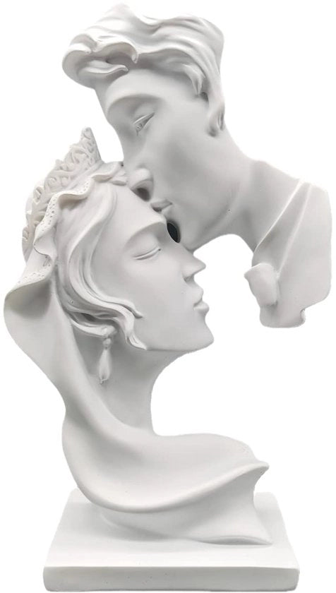 Amore Kiss-Scultura, scultura astratta, figure decorative, arredamento moderno per soggiorno, scultura astratta di poliuretano, idea regalo (bianco)